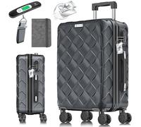 KESSER® Valigia da viaggio in ABS rigida con serratura a combinazione, bilancia e portafoglio da viaggio, ruote a 360°, valigetta per business e viaggio, trolley con asta telescopica e maniglia per il