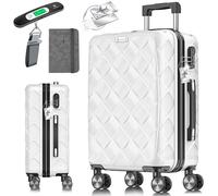 KESSER® Valigia da viaggio in ABS rigida con serratura a combinazione, bilancia e portafoglio da viaggio, ruote a 360°, valigetta per business e viaggio, trolley con asta telescopica e maniglia per il