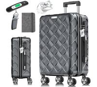 KESSER® Valigia da viaggio in ABS rigida con serratura a combinazione, bilancia e portafoglio da viaggio, ruote a 360°, valigetta per business e viaggio, trolley con asta telescopica e maniglia per il