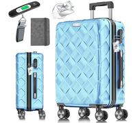 KESSER® Valigia da viaggio in ABS rigida con serratura a combinazione, bilancia e portafoglio da viaggio, ruote a 360°, valigetta per business e viaggio, trolley con asta telescopica e maniglia per il