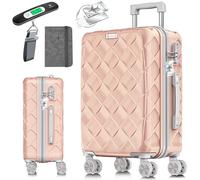 KESSER® Valigia da viaggio in ABS rigida con serratura a combinazione, bilancia e portafoglio da viaggio, ruote a 360°, valigetta per business e viaggio, trolley con asta telescopica e maniglia per il
