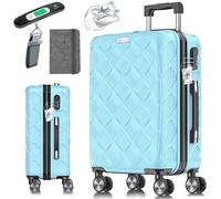 KESSER® Valigia da viaggio in ABS rigida con serratura a combinazione, bilancia e portafoglio, ruote a 360°, valigetta per business, trolley con asta telescopica e maniglia
