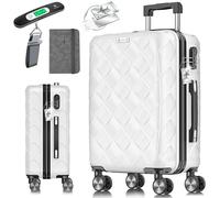 KESSER® Valigia da viaggio in ABS rigida con serratura a combinazione, bilancia e portafoglio, ruote a 360°, valigetta per business, trolley con asta telescopica e maniglia