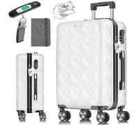 KESSER® Valigia da viaggio in ABS rigida con serratura a combinazione, bilancia e portafoglio, ruote a 360°, valigetta per business, trolley con asta telescopica e maniglia