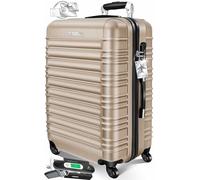KESSER® Valigia da viaggio, in ilancia per bagagli + Etichetta per bagagli, Trolley, Valigia, Serratura a combinazione, Guscio rigido in ABS, 75cm - 120L / Champagne