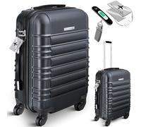 KESSER® Valigia da viaggio, incl, Bilancia per bagagli + Etichetta per bagagli, Trolley, Valigia, Serratura a combinazione, Guscio rigido in ABS, Bagaglio a mano 55cm - 55L / Antracite