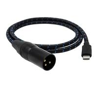 kesurpae Cavo per altoparlanti audio da tipo C a XLR a 3 pin, garantisce un suono perfetto con un resistente filo intrecciato in nylon blu strisce e adatto ai computer portatili, 150 centimetri