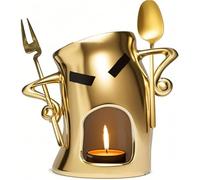 kesurpae Set di tazze per fonduta personalizzate, con forchetta e cucchiaio inclusi, mini tazze in ceramica grandi per caramelle e cioccolato, Giallo, 19 * 14 * 10