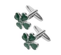 KESYOO Gemelli da Uomo in Metallo Verde a Forma di Fiore Cuore, Set da 2 Pezzi Smaltati, Fermagli per Polsini Eleganti per Eventi Formali e Casual, Gioielli Portafortuna per