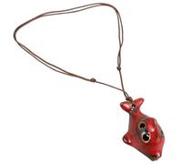 KESYOO Ocarina in ceramica 4 fori a forma di delfino, strumento musicale portatile per principianti, adatto per amanti della musica, colore rosso effetto smalto Kiln-fired