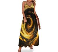 KETAFOUND Abito da Donna Estivo Illusione Visiva Maxi Abito con Spalline Sottili Regolabile Vortice Astratto Vestito Estate Sexy Spiaggia Gilet Abito da Spiaggia Senza Maniche con Scollo V