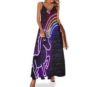 KETAFOUND Abito Estivo da Donna Pony al Neon Vestiti Maxi Scollo a V Senza Maniche Sogno Modello a Trapezio Vestito Lungo Ampio per Le Vacanze e la Spiaggia