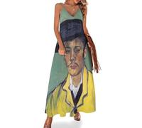 KETAFOUND Abito Estivo da Donna Ritratto Maschile Vestiti Maxi Scollo a V Senza Maniche Dipinti Ad Olio Impressionisti Modello a Trapezio Vestito Lungo Ampio per Le Vacanze e la Spiaggia