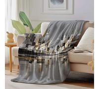 KETAFOUND Coperta Con Dipinti Astratti Paesaggi Urbani, Grigio In Finta Pelliccia, Stile Dell'Arte Moderna, In Pile Di Flanella, Decorativa, Per Letto, Divano, Ufficio, 70 X 100 Cm