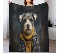 KETAFOUND Coperta Plaid Pile, Coperta Letto 130 X 150 Cm Flanella, Divano Caldo Morbida - Cane Retrò Per Letto Divano Sedia Culla Tutte Le Stagioni,Grigio Scuro Ritratti Animali