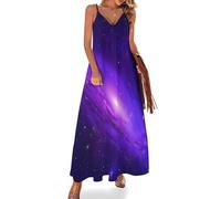 KETAFOUND Donna Maxi Abito a Canottiera Vasto Universo Vestito Lungo Scollo a V Estivo Nebulosa dei Sogni Vestito da Spiaggia Mare Senza Maniche per Il Tempo Libero, Feste