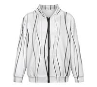 KETAFOUND Felpa con Cappuccio Unisex A Maniche Lunghe Cerniera - Felpa Cappuccio 3D Linee Nere, con Tasca Semplice E Informale Perfetta per L'Uso Quotidiano in Primavera, Autunno Inverno Bianco