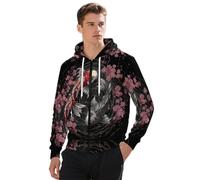 KETAFOUND Felpa Uomo con Zip E Cappuccio Leggera Hoodies Lavoro Carpa Koi Manica Lunga Cerniera Carpa dei Fiori Trekking Giacca Sportiva Autunno Taglie Forti Sweatshirt con Tasche Invernale, Nero