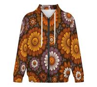 KETAFOUND Felpe con Cappuccio Invernali Unisex - Giacche Fiori Moda Felpa Cappuccio E Cerniera Intera Cappotto Caldo con Tasche, Stile retrò Cardigan Y2K vestibilità Ampia Oversize Marrone