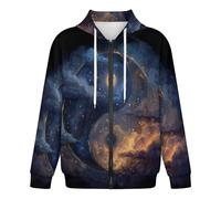 KETAFOUND Felpe con Cappuccio Invernali Unisex - Giacche Simbolo Yin-Yang Felpa Cappuccio E Cerniera Intera Cappotto Caldo con Tasche, Cielo Stellato Cardigan Y2K vestibilità Ampia Oversize Blu Scuro