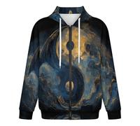 KETAFOUND Felpe con Cappuccio Invernali Unisex - Giacche Simbolo Yin-Yang Felpa Cappuccio E Cerniera Intera Cappotto Caldo con Tasche, Nuvole Cardigan Y2K vestibilità Ampia Oversize Blu Scuro