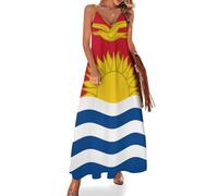 KETAFOUND Vestito Lungo Donna Estivo Bandiera della Repubblica di Kiribati Vestito da Spiaggia Senza Maniche Patrimonio Culturale Abito Maxi con Collo a V per Le Vacanze e la Spiaggia