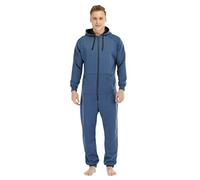 Ketamyy Uomo Pigiama con Cappuccio Tinta Unita Casual Fodera in Pile Miscela di Cotone Zip Manica Lunga Adulti Pezzo Unico Pajamas Invernale Autunno Caldo Confortevole Pigiami da Casa Blu Zaffiro M
