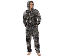 Ketamyy Uomo Pigiama con Cappuccio Tinta Unita Casual Peluche Bifacciale Zip Manica Lunga Adulti Pezzo Unico Pajamas Invernale Caldo Confortevole Pigiami da Casa Grigio Nero M