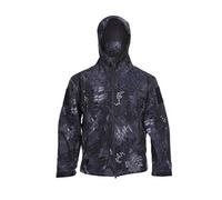 Ketamyy Uomo Tattico Mimetiche Giacche Impermeabile Softshell Fodera in Pile Giubbino Autunno Inverno Outdoor Trekking Caccia Alpinismo Antipioggia Cappotti con Cappuccio Nero Pitone Pattern 2XL