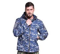 Ketamyy Uomo Tattico Mimetiche Giacche Impermeabile Softshell Fodera in Pile Giubbino Autunno Inverno Outdoor Trekking Caccia Alpinismo Antipioggia Cappotti con Cappuccio Oceano Digitale M