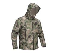 Ketamyy Uomo Tattico Mimetiche Giacche Impermeabile Softshell Fodera in Pile Giubbino Autunno Inverno Outdoor Trekking Caccia Alpinismo Antipioggia Cappotti con Cappuccio Rovine Verde XL