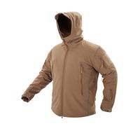 Ketamyy Uomo Tattico Mimetiche Giacche Impermeabile Softshell Fodera in Pile Giubbino Autunno Inverno Outdoor Trekking Caccia Alpinismo Antipioggia Cappotti con Cappuccio Cachi L