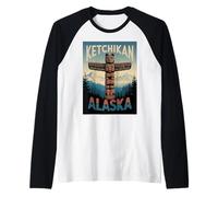 Ketchikan Alaska Indiano Nativo Americano Totem Pole Maglia con Maniche Raglan