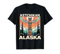 Ketchikan Alaska Indiano Nativo Americano Totem Pole Maglietta