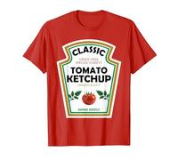 Ketchup - Costume per Halloween, Colore: Giallo Senape Maglietta, Uomo, Rosso, S