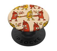 Ketchup vs Mustard Cartoon Tug-of-War Pattern PopSockets PopGrip Adesivo