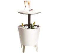 Keter 17186745 Cool Bar, Tavolino da Caffè in Plastica, Allungabile, Bianco/Marrone