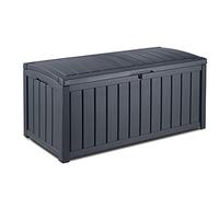 Keter 17198358 Scatola Cuscino Glenwood, Finto Legno, plastica, Antracite, 390 Litri