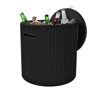 Keter 17200045 Kühlbox/Beistelltisch Cool Stool, Rattanoptik, Kunststoff, Braun