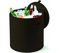 Keter 17200045 Kühlbox/Beistelltisch Cool Stool, Rattanoptik, Kunststoff, braun