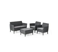 KETER 444705 SALOTTINO 4 PEZZI "SALEMO LOUNGE" FLAT WICKER GRAPHITE 4 POSTI