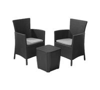 KETER 444729 SALOTTINO 3 PEZZI "IOWA BALCONY" FLAT WICKER GRAPHITE 2 POSTI