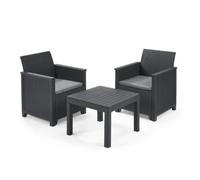 KETER 444736 SALOTTINO 3 PEZZI "EMMA BALCONY" FLAT WICKER GRAPHITE 2 POSTI