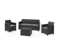 KETER 444750 SALOTTINO 4 PEZZI "EMMA LOUNGE" FLAT WICKER GRAPHITE 5 POSTI