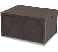 Keter Allibert 220001 Monaco - Tavolino Lounge/cassapanca per Cuscini, in plastica, Simil-Vimini, Colore: Marrone