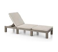 Keter Allibert by Daytona Deluxe - Lettino prendisole per giardino, terrazza e balcone con testiera regolabile, colore: cappuccino, con cuscino, in plastica, effetto rattan, 195 x 65 x 25,5 cm