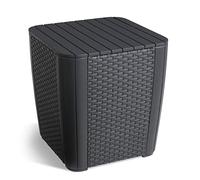 Keter Allibert by Luzon Flat Wicker, tavolo da giardino, in grafite, coperchio rimovibile, in plastica, effetto rattan