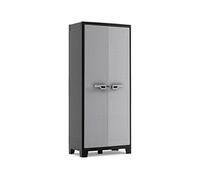 Pidema Armadio tuttopiani da esterno grigio 4 ripiani regolabili. Armadietto multiuso da giardino nero con predisposizione per lucchetto H182x80x44 - 8013183116118