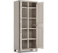 KETER Armadio da Esterno / Balcone in Plastica Antipioggia 2 ante 4 ripiani Dimensioni 44x80x182 cm colore Grigio - Gulliver Multispace