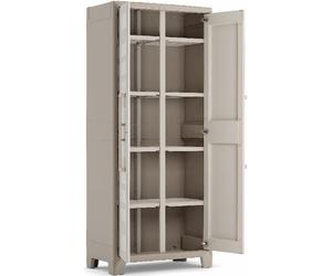 KETER Armadio da Esterno / Balcone in Plastica Antipioggia 2 ante 4 ripiani Dimensioni 44x80x182 cm colore Grigio - Gulliver Multispace